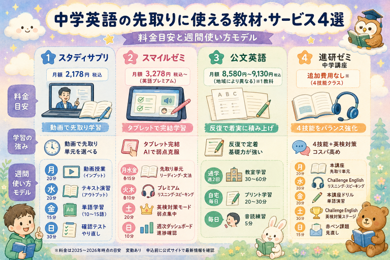 中学英語の先取りに使える教材・サービス4選と週間使い方モデル