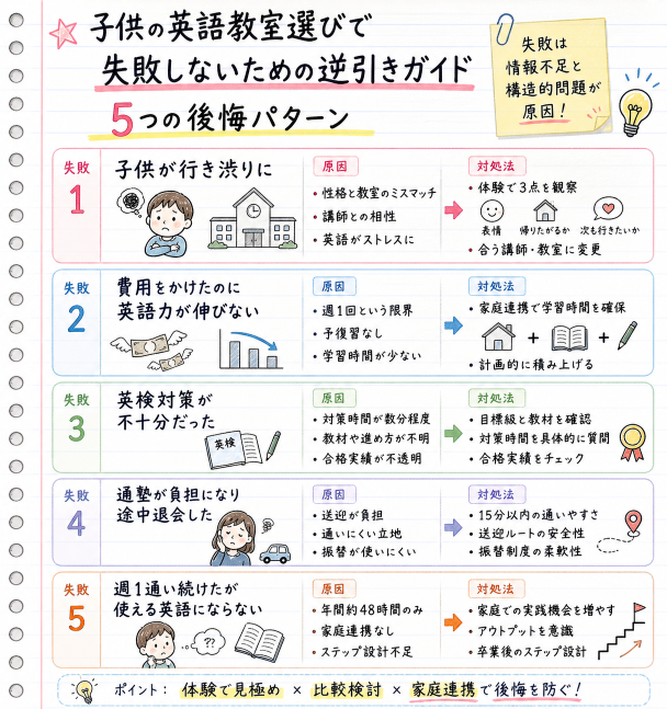 子供の英語教室選びで失敗しないための逆引きガイド｜5つの後悔パターン