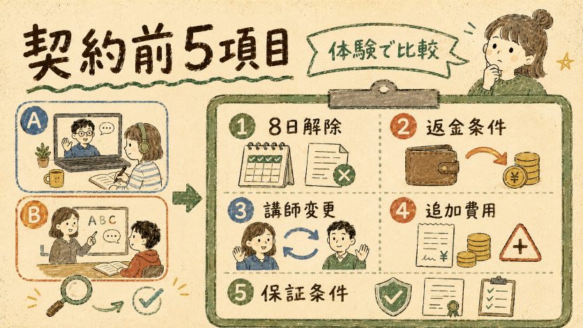 英語塾おすすめを申し込む前に確認｜契約前5項目チェックリストと体験授業の活用法