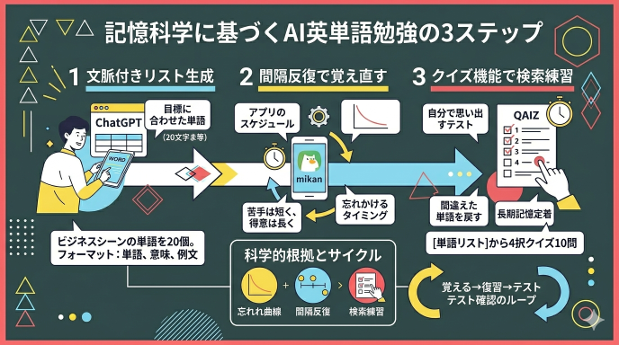 【設計する】記憶科学に基づくAI英単語勉強の3ステップ