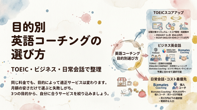 目的別・英語コーチング料金の比較：TOEIC・ビジネス・日常会話で選ぶ
