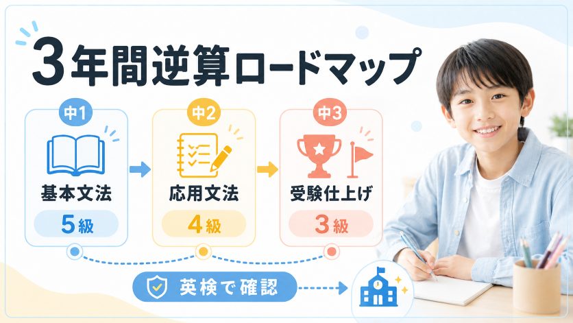 中学英語の基礎・全体像を3年間で把握する｜学期単位の逆算ロードマップ早見表