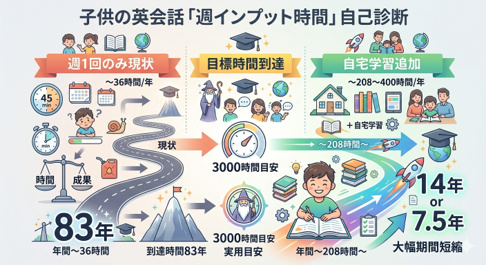 子供の英会話「週あたりインプット時間」自己診断