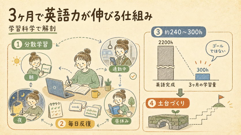 3ヶ月で英語力が伸びる仕組み｜短期集中英語コーチングを学習科学で解剖する