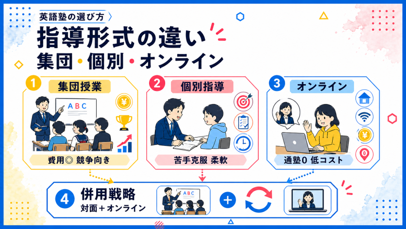 英語塾の選び方：指導形式（集団・個別・オンライン）の違い