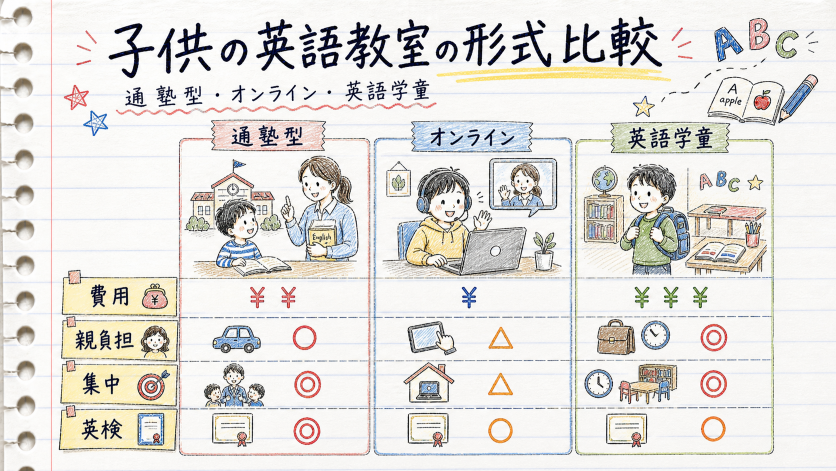 子供の英語教室の形式比較｜通塾型・オンライン・英語学童の違いと選び方
