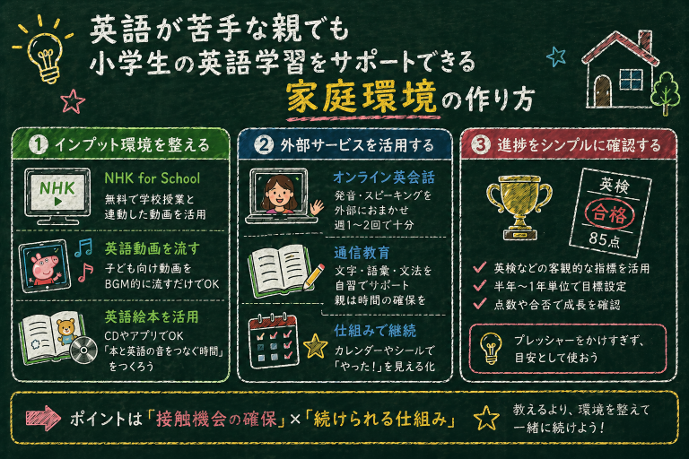 英語が苦手な親でも小学生の英語学習をサポートできる家庭環境の作り方