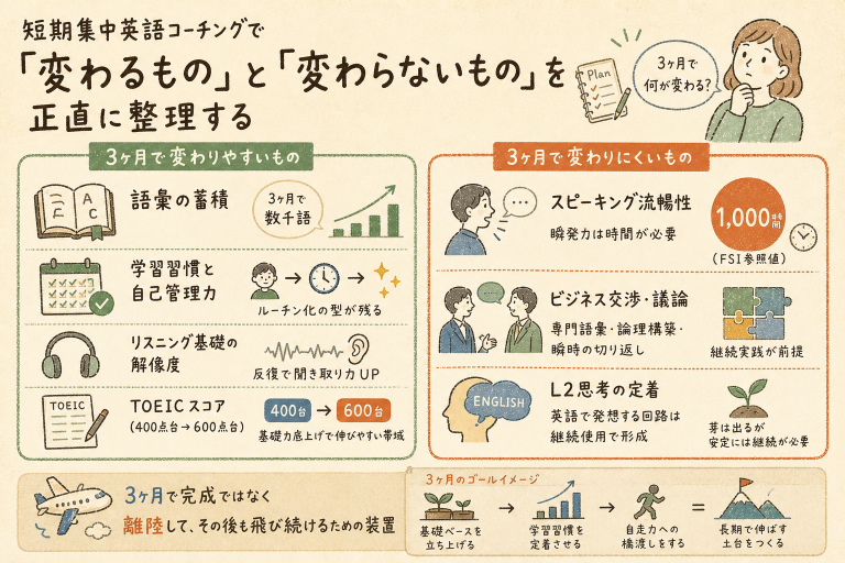 短期集中英語コーチングで「変わるもの」と「変わらないもの」を正直に整理する