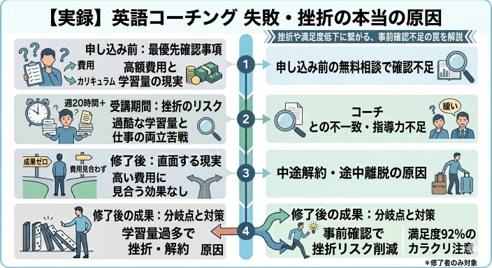 英語コーチングで失敗・後悔した人の感想｜中途解約・挫折の本当の原因