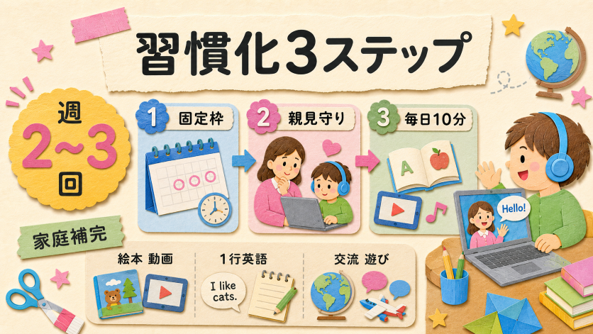 子供のオンライン英会話で効果を出す習慣化の方法｜週何回がベスト？