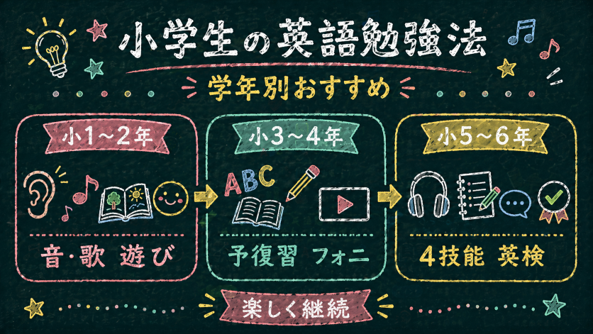 小学生の英語勉強法｜学年別発達段階×推奨アプローチ一覧表