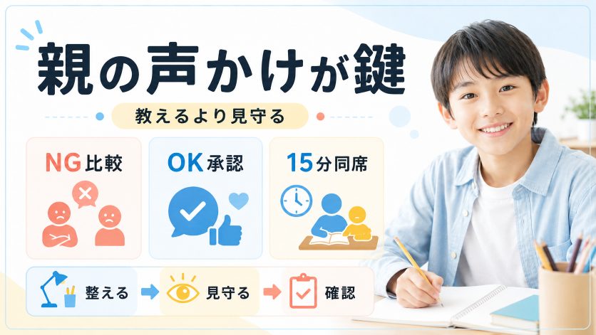 保護者向け｜中学生の英語基礎学習を家庭でサポートする具体的手順と声かけ例